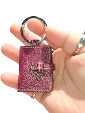 Vintage Coach Leather Mini Photobook Keychain in Deep Plum